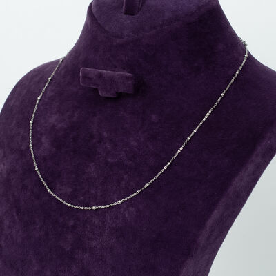 ÇELİK KOLYE ZİNCİRİ, BEYAZ RENK, 40 cm Zincir + 5 cm Uzatma Ayar Zinciri - 2