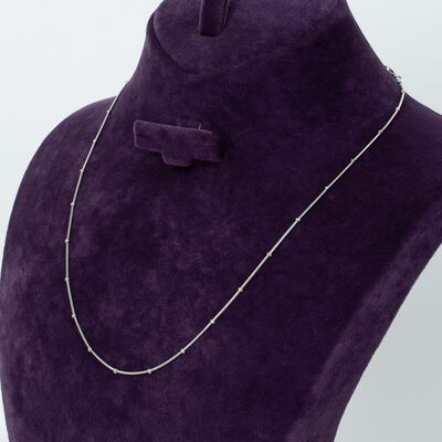 ÇELİK KOLYE ZİNCİRİ, BEYAZ RENK, 40 cm Zincir + 5 cm Uzatma Ayar Zinciri - 2