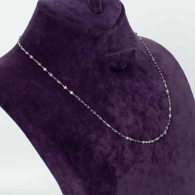 ÇELİK KOLYE ZİNCİRİ, BEYAZ RENK, 40 cm Zincir + 5 cm Uzatma Ayar Zinciri - 3