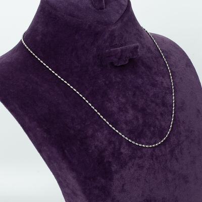 ÇELİK KOLYE ZİNCİRİ, BEYAZ RENK, 40 cm Zincir + 5 cm Uzatma Ayar Zinciri - 3