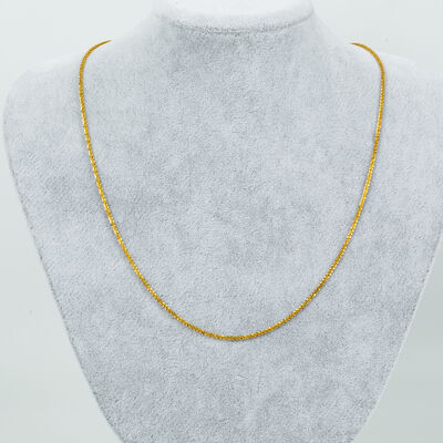 ERTÜRK - ÇELİK KOLYE ZİNCİRİ, GOLD RENK, 40 cm Zincir + 5 cm Uzatma Ayar Zinciri