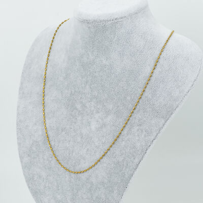 ÇELİK KOLYE ZİNCİRİ, GOLD RENK, 40 cm Zincir + 5 cm Uzatma Ayar Zinciri - 2