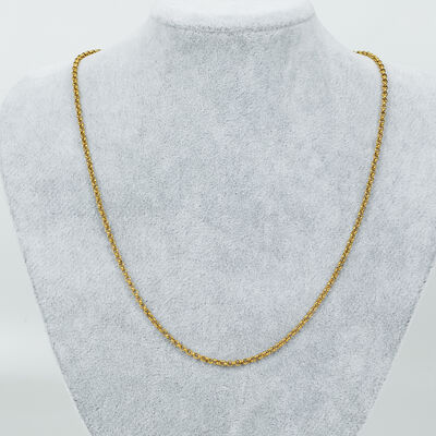 ERTÜRK - ÇELİK KOLYE ZİNCİRİ, GOLD RENK, 40 cm Zincir + 5 cm Uzatma Ayar Zinciri