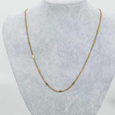 ERTÜRK - ÇELİK KOLYE ZİNCİRİ, GOLD RENK, 40 cm Zincir + 5 cm Uzatma Ayar Zinciri