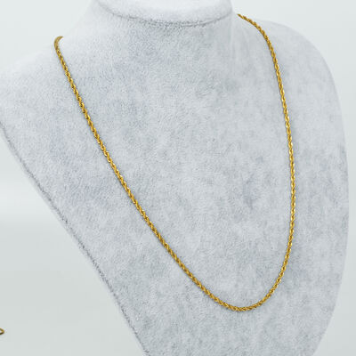 ÇELİK KOLYE ZİNCİRİ, GOLD RENK, 40 cm Zincir + 5 cm Uzatma Ayar Zinciri - 3