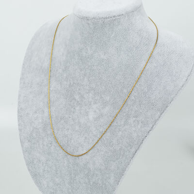 ÇELİK KOLYE ZİNCİRİ, GOLD RENK, 45 cm Zincir + Asansör Klips Ayarlı - 2