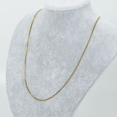 ÇELİK KOLYE ZİNCİRİ, GOLD RENK, 45 cm Zincir + Asansör Klips Ayarlı - 2