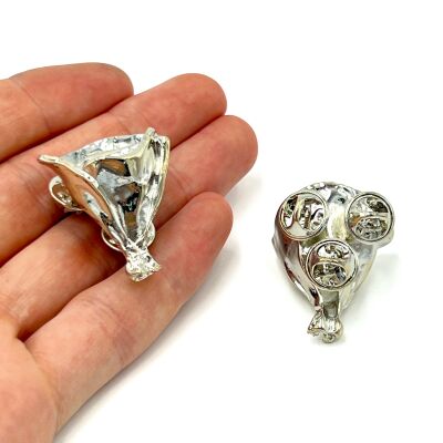 YAKA ROZETİ, ÇİÇEK BUKETİ DESENLİ BROŞ İĞNESİ ZAMAK DÖKÜM, 1. KALİTE KARARMAZ RODYUM KAPLAMA - 4