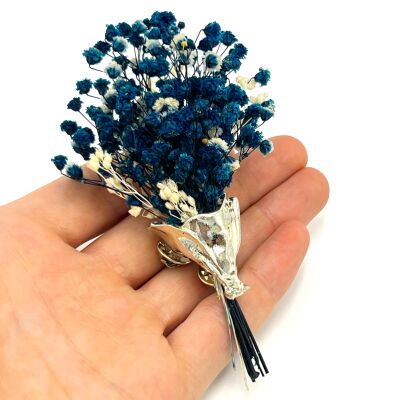 YAKA ROZETİ, ÇİÇEK BUKETİ DESENLİ BROŞ İĞNESİ ZAMAK DÖKÜM, 1. KALİTE KARARMAZ RODYUM KAPLAMA - 5