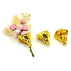 YAKA ROZETİ, ÇİÇEK BUKETİ DESENLİ BROŞ İĞNESİ ZAMAK DÖKÜM, 1. KALİTE KARARMAZ LAK KAPLAMA - ERTÜRK