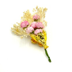 YAKA ROZETİ, ÇİÇEK BUKETİ DESENLİ BROŞ İĞNESİ ZAMAK DÖKÜM, 1. KALİTE KARARMAZ LAK KAPLAMA - 3