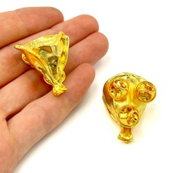 YAKA ROZETİ, ÇİÇEK BUKETİ DESENLİ BROŞ İĞNESİ ZAMAK DÖKÜM, 1. KALİTE KARARMAZ LAK KAPLAMA - 5